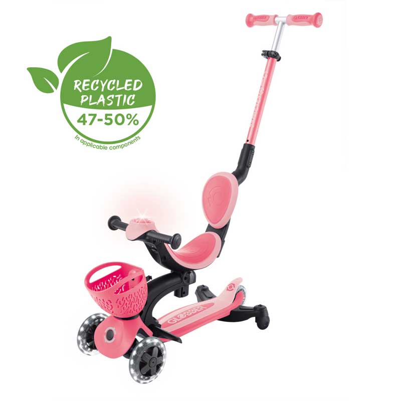 Тротинетка 5 В 1 Globber Go Up Baby Learn 360° Flash Lights, Розова