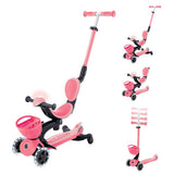 Тротинетка 5 В 1 Globber Go Up Baby Learn 360° Flash Lights, Розова