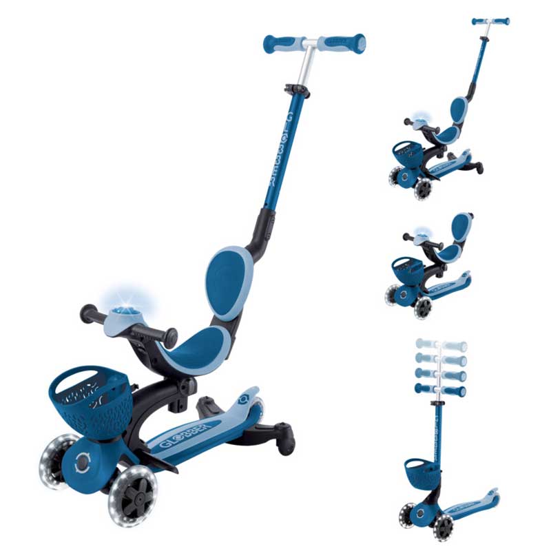 Тротинетка 5 В 1 Globber Go Up Baby Learn 360° Flash Lights, Тъмно Синя
