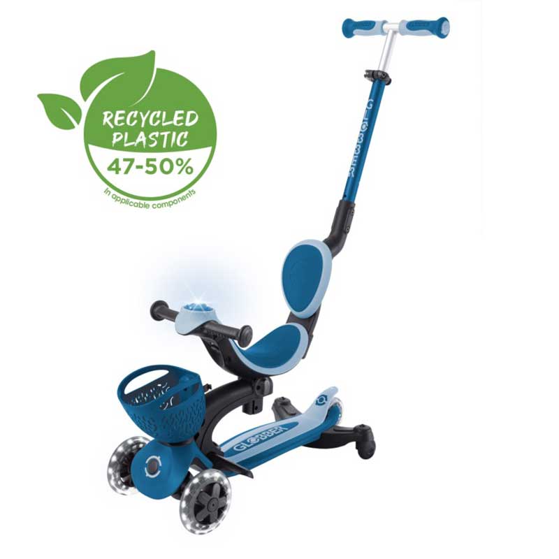 Тротинетка 5 В 1 Globber Go Up Baby Learn 360° Flash Lights, Тъмно Синя