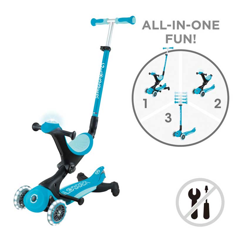 Тротинетка 5 В 1 Globber Go Up Deluxe Lights 360° - Аква