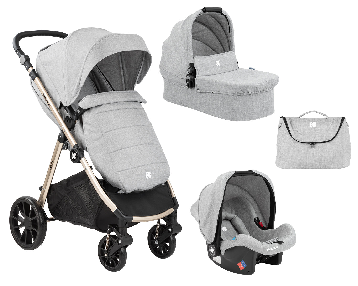 Комбинирана Количка 3В1 Ugo Light Grey Melange