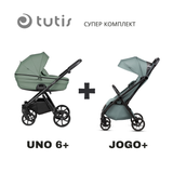 Uno 6+ Бебешка Количка 2в1 130 Dark Ivy + Jogo+ Mint Tutis