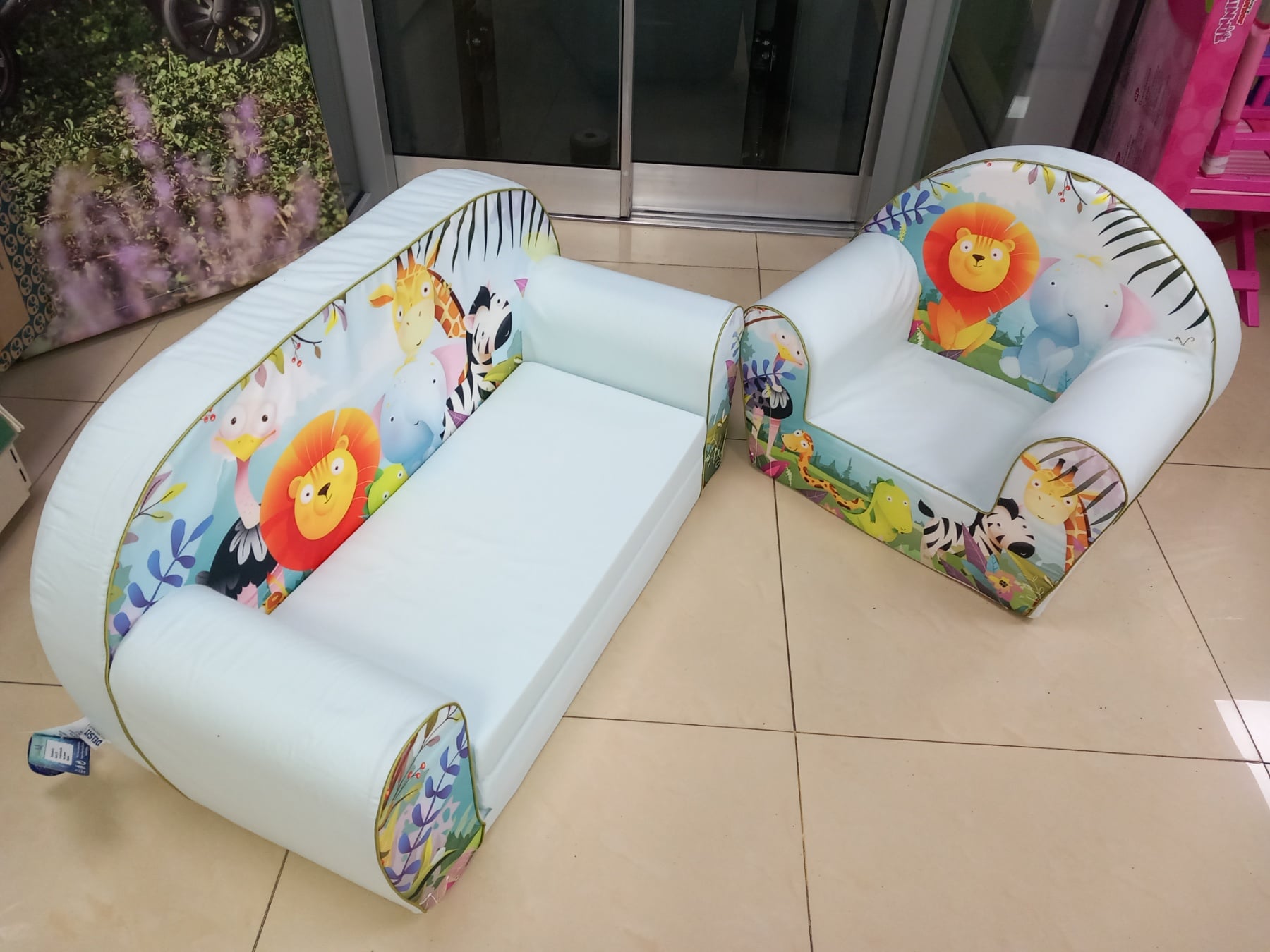 Комплект Разтегателен Диван И Фотьойл Животни От Джунглата Delta Trade