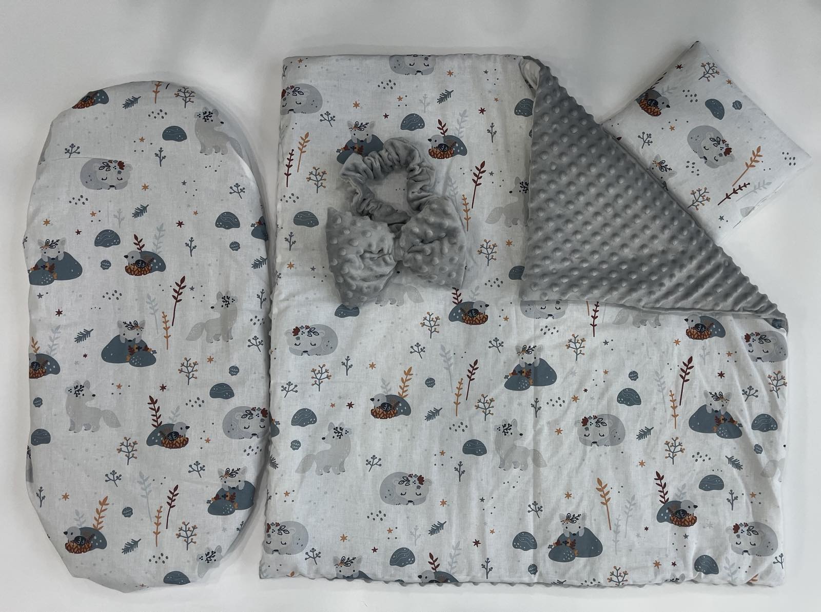 Комплект За Количка 3ч + Панделка За Изписване Зима Сиво Лисиче Сив Бабъл Galix