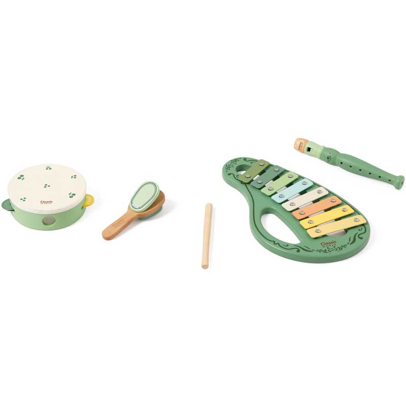 Винтидж Музикален Комплект От 5 Части С Ксилофон, Дайре И Флейта Classic World