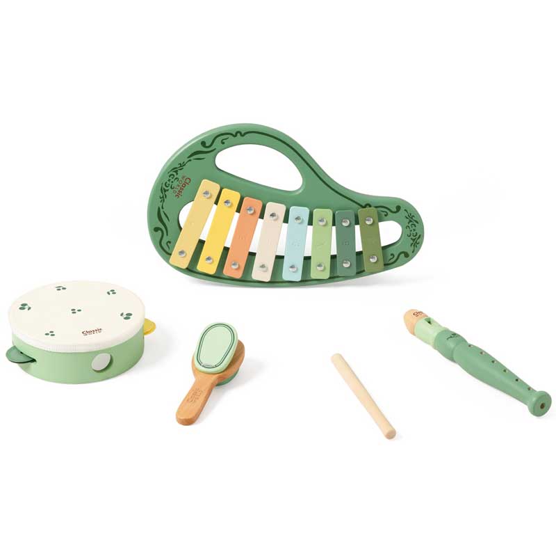 Винтидж Музикален Комплект От 5 Части С Ксилофон, Дайре И Флейта Classic World