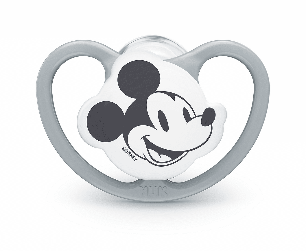 Nuk Биберон Залъгалка Силикон 6-18 Мес. 1Бр Space Mickey+ Box - Сив