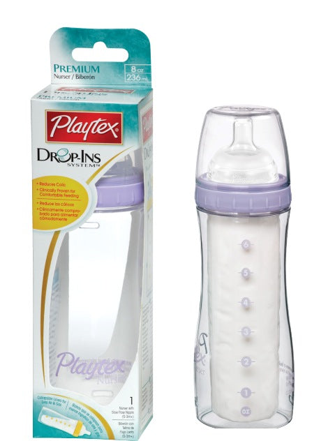 Шише (236 мл) с биб.-силикон (0-3+ м)  5 пликчета - Шишета За Хранене - Playtex - BebeMama