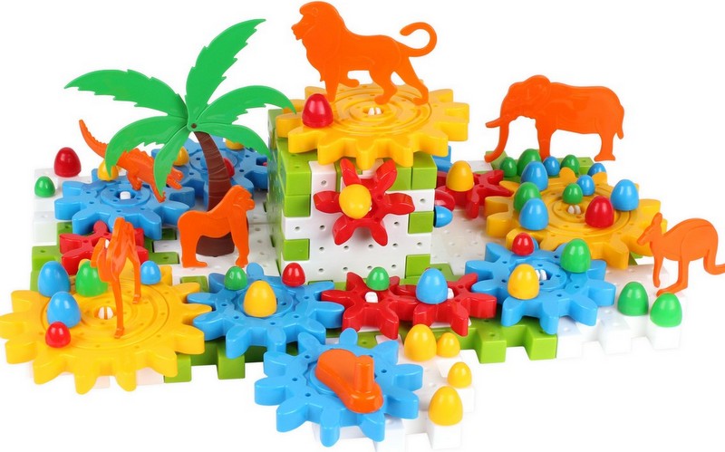 Конструктор С Въртящи Се Елементи И Животни 118 Части В Кутия 39Х32Х8 - Строители, Мозайки И Конструктори - Thesmileofyourbaby - BebeMama