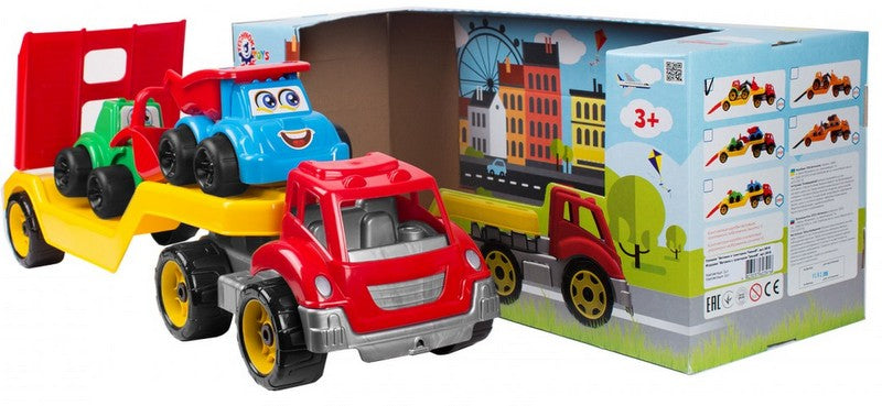 Камион Автовоз С Две Строителни Машини 64Х21Х24 - Коли, Камиони, Влакове И Самолети - TheSmileOfYourBaby - BebeMama