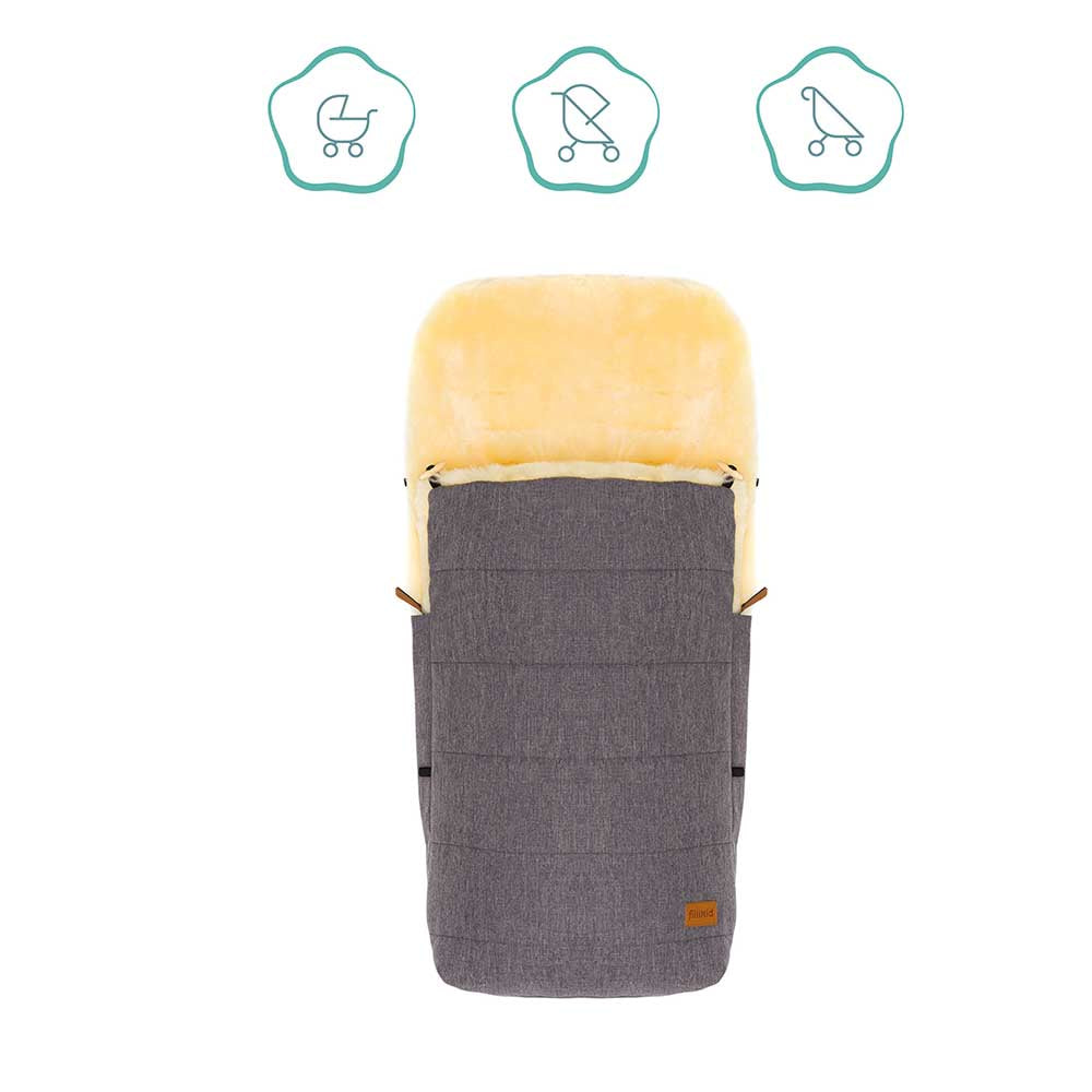 Зимно Чувалче За Детска Колчика С Овча Кожа Fillikid Bernina - Light Grey Melange --- BebeMama