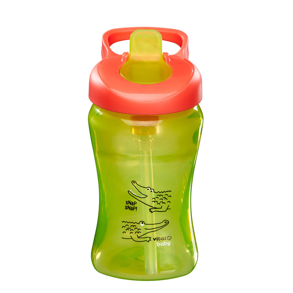 Неразливащо Се Шише Със Сламка 12М+ 340Мл. Зелено Vital Baby --- BebeMama