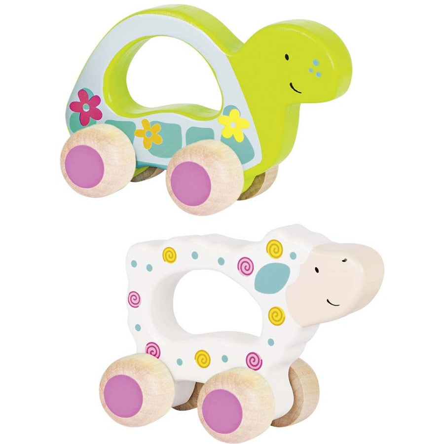 Животно за бутане, костенурка и овца (8) - Дървени Играчки - Goki - BebeMama