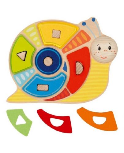 Игра За Сортиране По Цвят И Форма Охлюв - Дървени Играчки - Goki - BebeMama