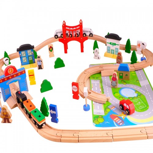Дървено Влакче С Релси 80 Елемента - Моят Град - Коли, Камиони, Влакове И Самолети - Smartbaby - BebeMama