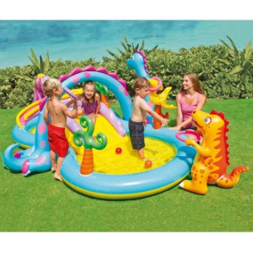Надуваем Център За Игра С Пързалка Динозаври Intex Dinoland - Басейни - Intex - BebeMama