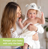Бебешка Хавлия с качулка От Органичен Бамбук Бяло Мече KeaBabies --- BebeMama