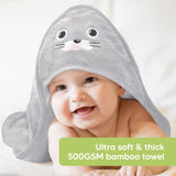 Бебешка Хавлия с качулка От Органичен Бамбук Тюленче KeaBabies --- BebeMama