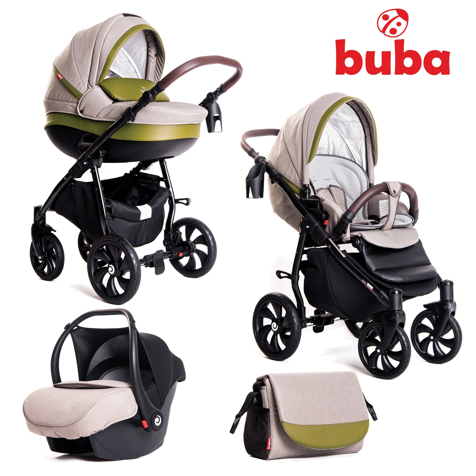 Бебешка количка Buba Estilo 924 3 в 1 Зелена --- BebeMama