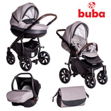 Бебешка количка Buba Estilo 932 3 в 1 Черна/Светлосива - Комбинирани Колички - Buba - BebeMama