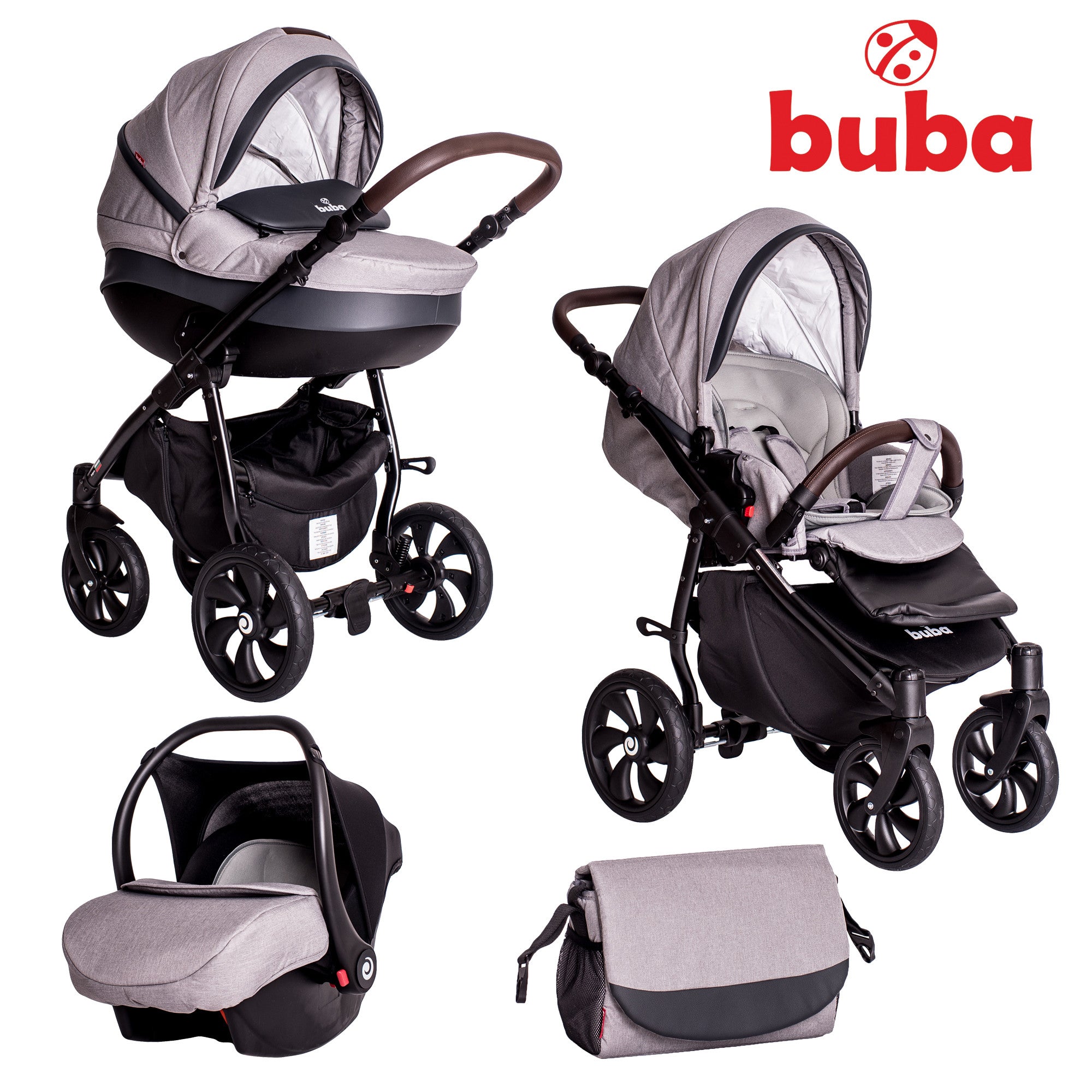 Бебешка количка Buba Estilo 932 3 в 1 Черна/Светлосива - Комбинирани Колички - Buba - BebeMama