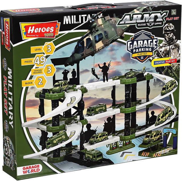 Паркинг Голям 3 Етажа И 2 Писти Военна База 44Х38Х7 - Коли, Камиони, Влакове И Самолети - Thesmileofyourbaby - BebeMama