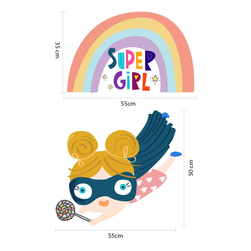 Комплект 2 Броя Стикери Super Girl За Декорация На Детска Стая, Стена, Прозорец, Мебели - Аксесоари За Стая - Ginger Home - BebeMama