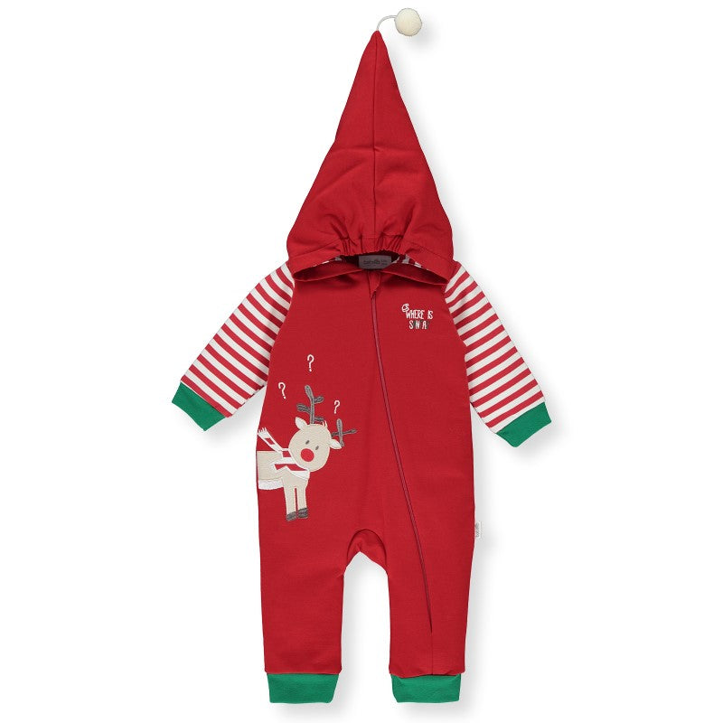 K3769 Гащ Christmas Holiday Червен 9-12M/80Cm - Гащеризони - Bebetto - BebeMama