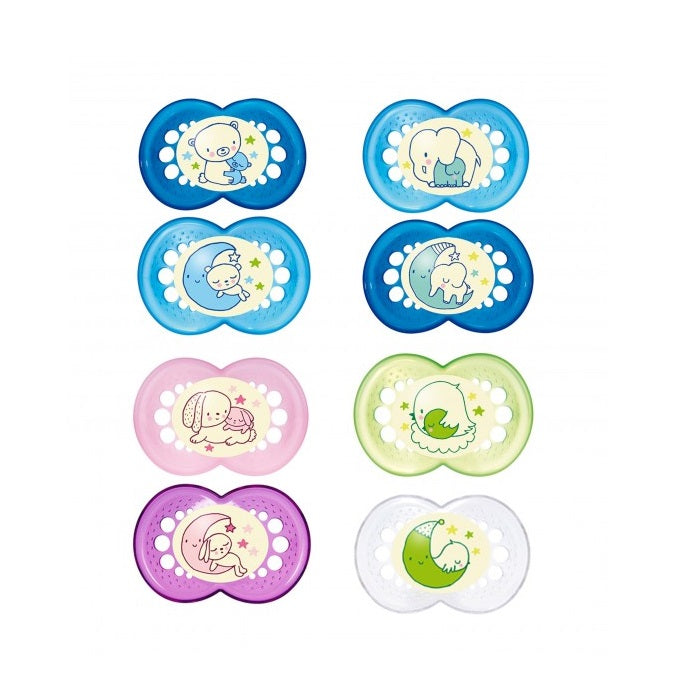 Залъгалка Night Soother 6M+ 2 Бр. Дино Луна - Залъгалки - Mam - BebeMama