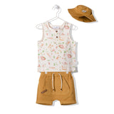 K3782 К-Кт 3Ч. Lazy Animals Кафяв 6-9M/74Cm - Комплекти - Bebetto - BebeMama