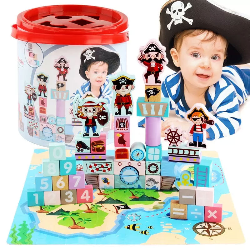 Дървени Блокчета Пирати - Дървени Играчки - Raya Toys - BebeMama