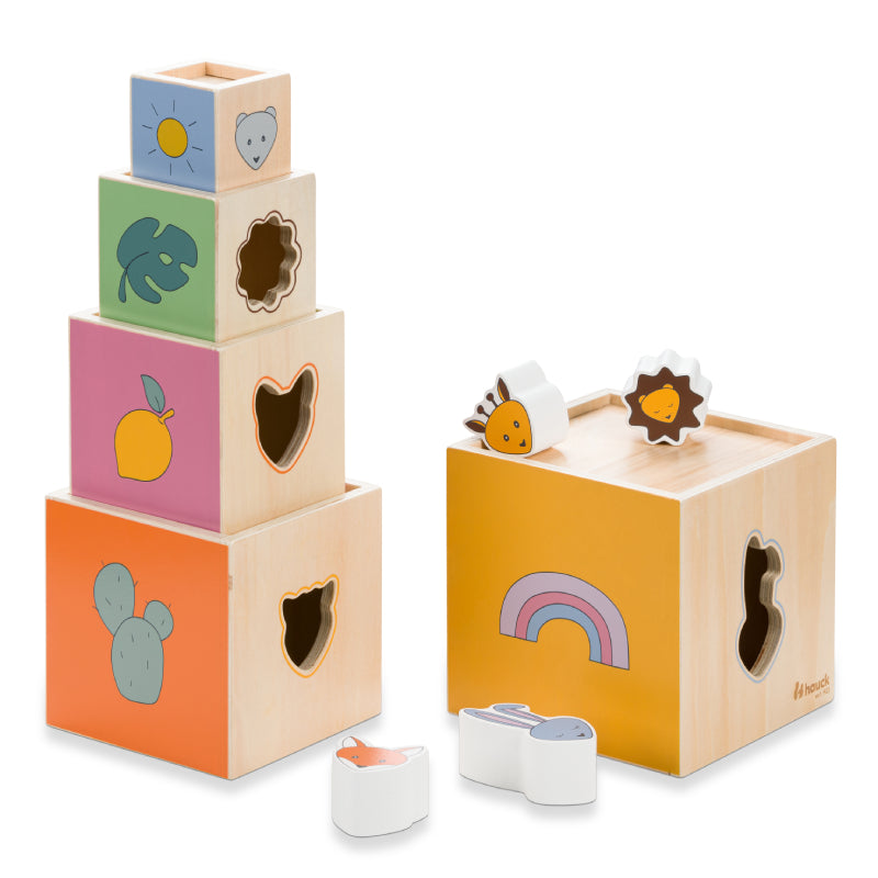Дървени Кубчета Кула Stack N Raise - Дървени Играчки - Hauck - BebeMama
