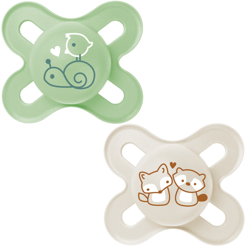 Залъгалка Pure Start Soother Зелен 0-2M 2Бр. - Залъгалки - Mam - BebeMama