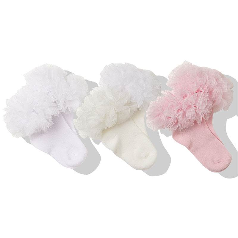 S500 Чорапи 3 Чифта White-Ecru-Pink 6-12Мес - Чорапки - Bebetto - BebeMama