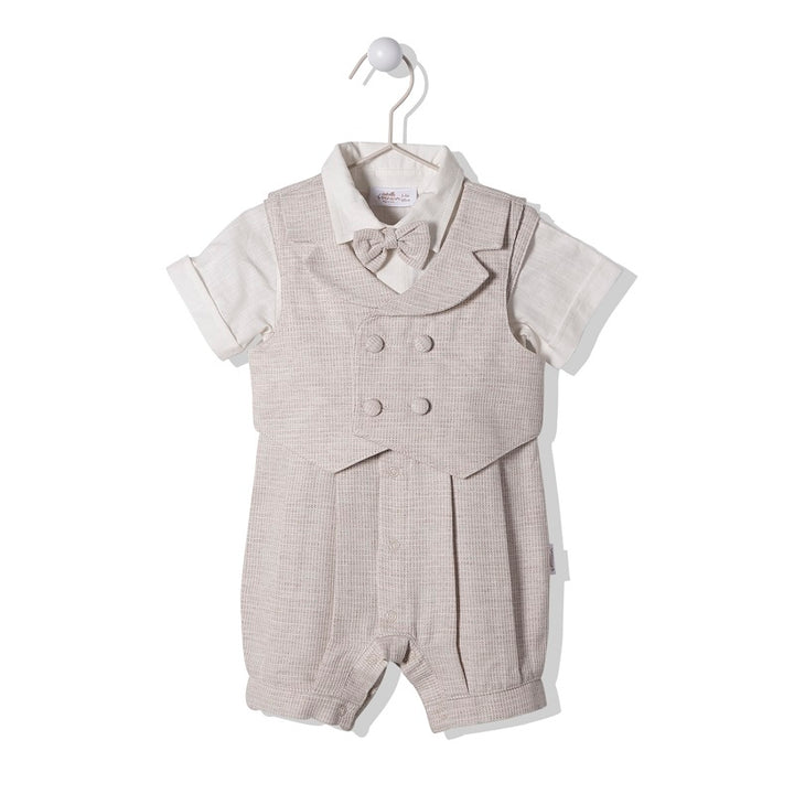 K3969 Гащеризон Gentleman Бежов 18-24M/92Cm - Гащеризони - Bebetto - BebeMama