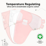 Антистрес Пелени За Повиване Organic 0-3 Месеца 3Бр Розови KeaBabies --- BebeMama