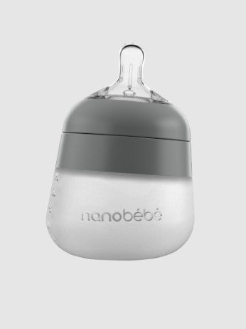 Силиконова Бебешка Бутилка Nanobebe 150Мл Сив - Шишета За Хранене - Nanobébé - BebeMama