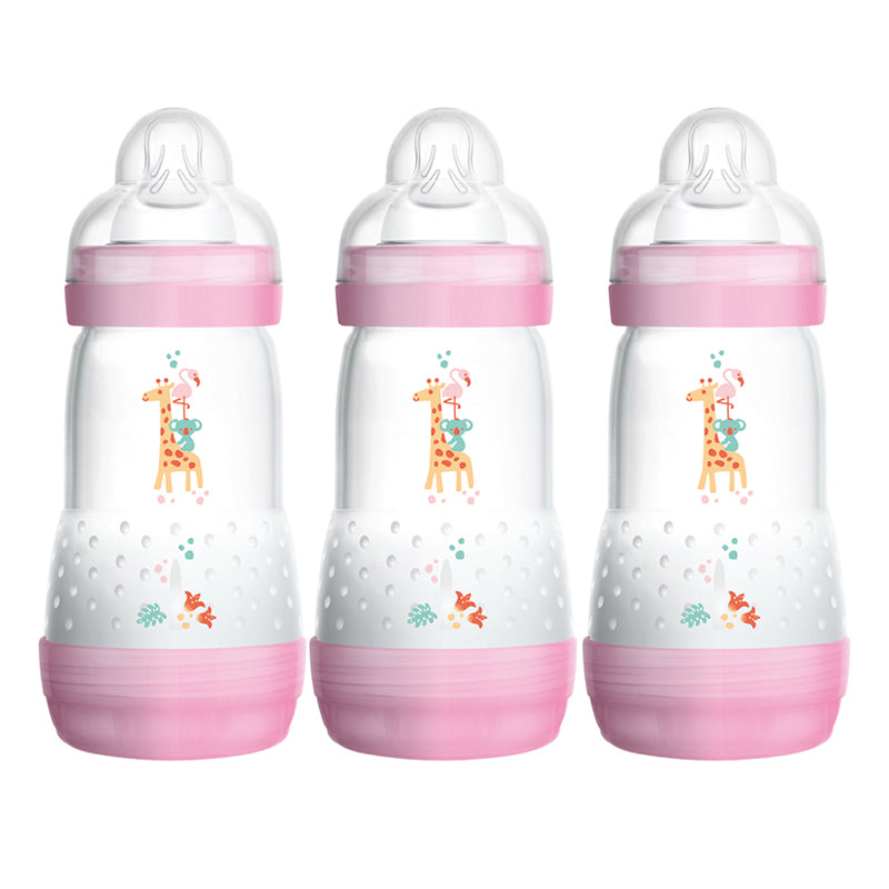 Шише Easy S. Anti-Colic Bottle 260Мл 3Бр Розови - Шишета За Хранене - Mam - BebeMama