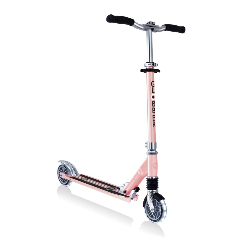 Алуминиева Сгъваема Тротинетка За Деца Flow Element Comfort Lights – Розово Злато - Тротинетки - Globber - BebeMama
