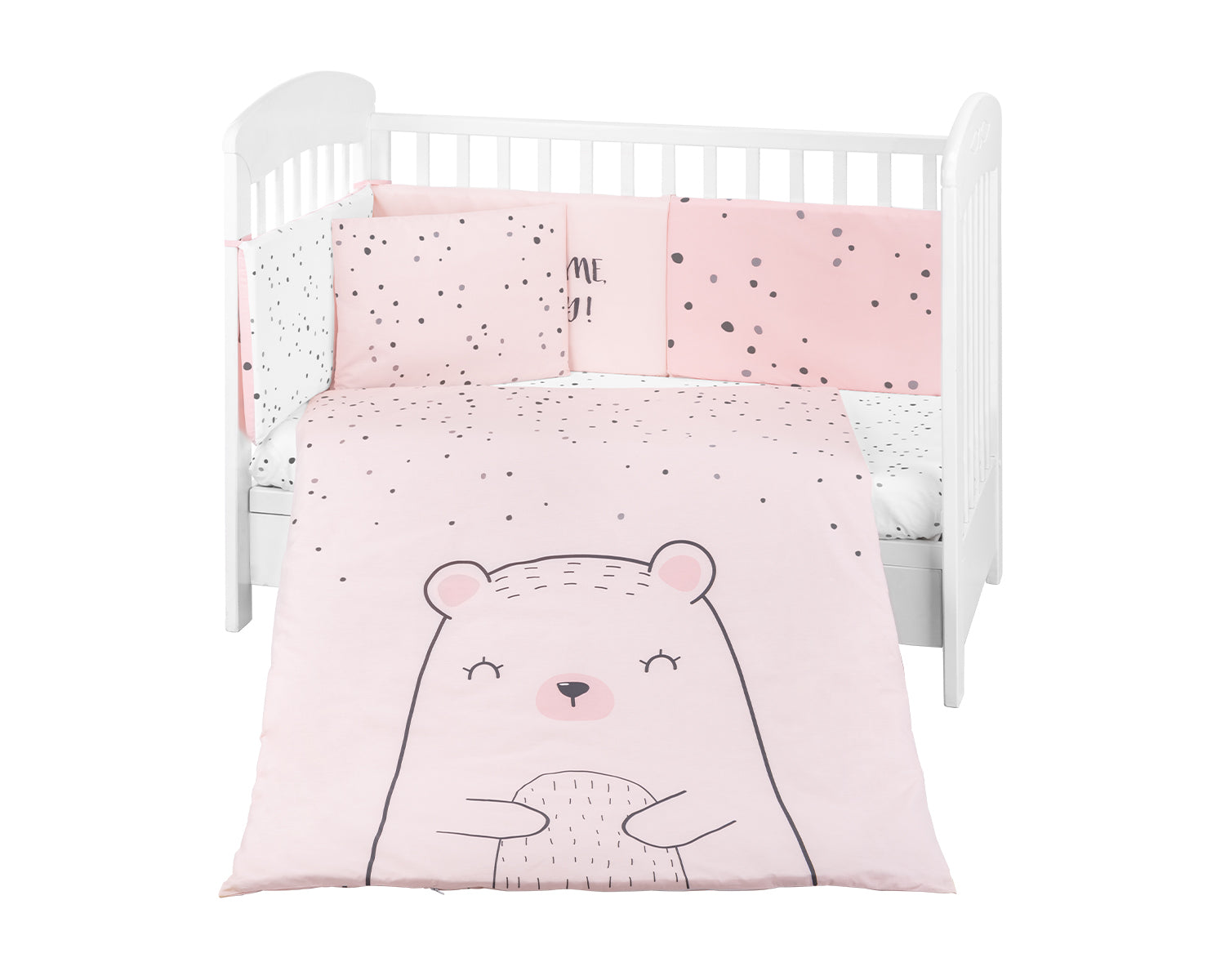 Бебешки спален комплект 6 части 70/140 Bear with me Pink - Спални Комплекти - Kikkaboo - BebeMama