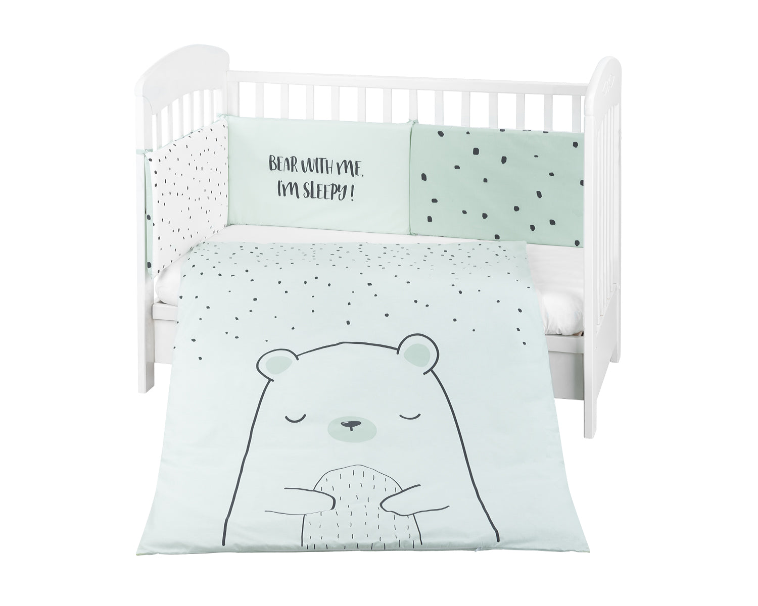 Бебешки спален комплект 2 части EU style 60/120 Bear with me Mint - Спални Комплекти - Kikkaboo - BebeMama