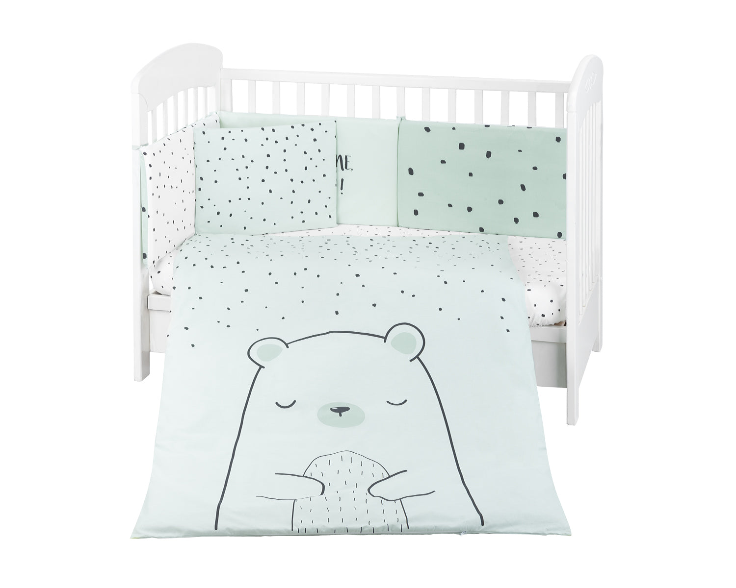 Бебешки спален комплект 6 части 70/140 Bear with me Mint - Спални Комплекти - Kikkaboo - BebeMama