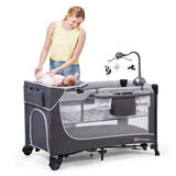 Бебешка кошара с аксесоари KinderKraft LEODY 2022 FULL Сива --- BebeMama