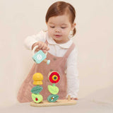 Дървена Играчка - Кубчета За Нанизване Цветна Градина --- BebeMama