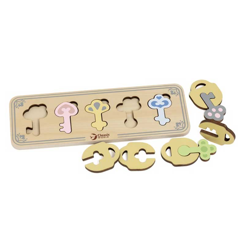 Детска Дървена Игра - Цветните Ключове От Замъка - Дървени Играчки - Classic World - BebeMama