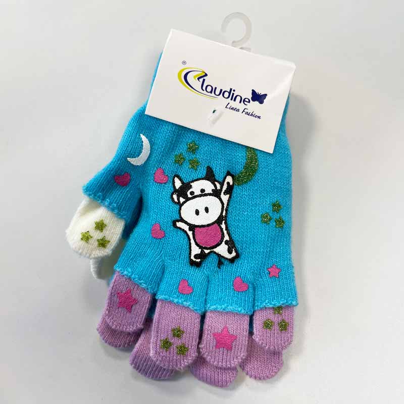 Детски Ръкавички Кравичка, Сини/Лилави, 6-10 Год. - Шалове И Ръкавички - Clodine Italy - BebeMama