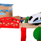 Детско Дървено Влакче - Комплект 88 Части С Локомотив На Батерии --- BebeMama