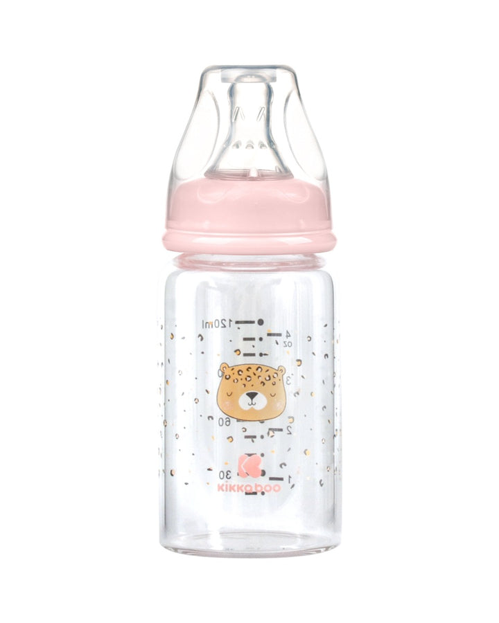 Шише Стъклено 120Мл Savanna Pink - Шишета За Хранене - Kikkaboo - BebeMama