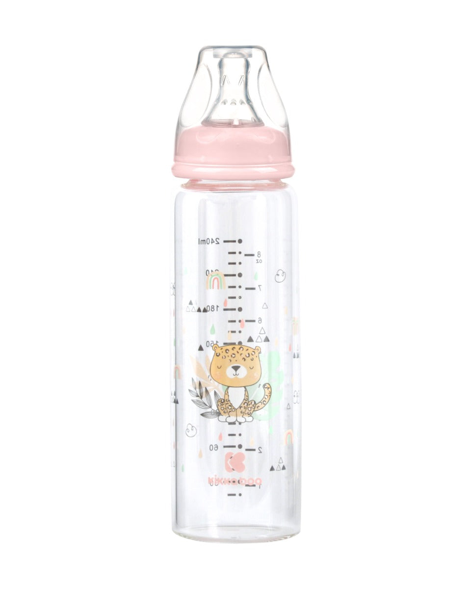Шише Стъклено 240Мл Savanna Pink - Шишета За Хранене - Kikkaboo - BebeMama